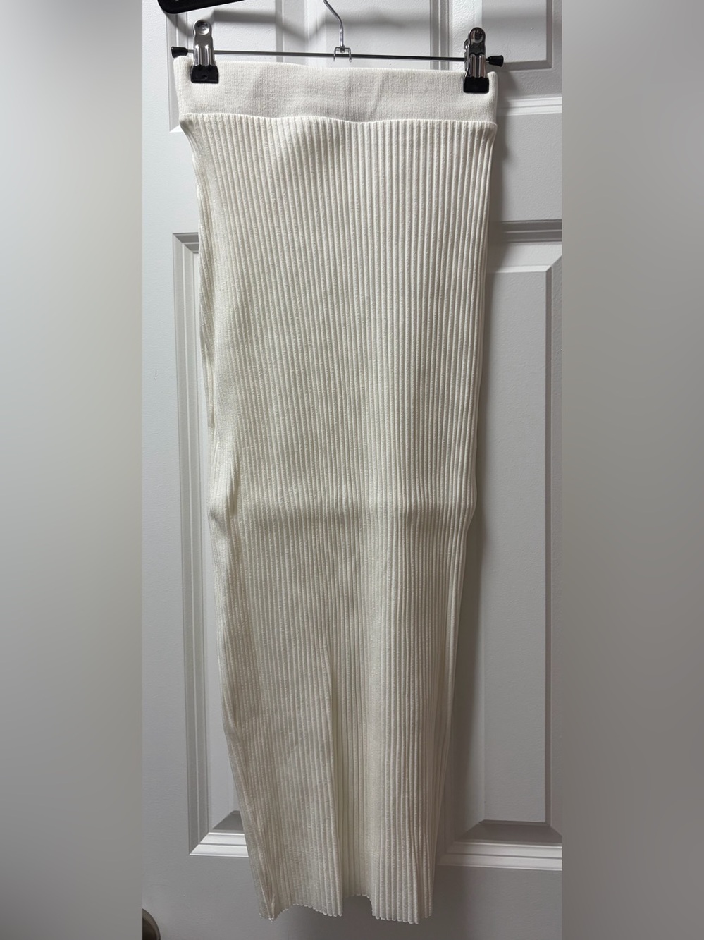 Zara Cream Ribbed Midi Skirt